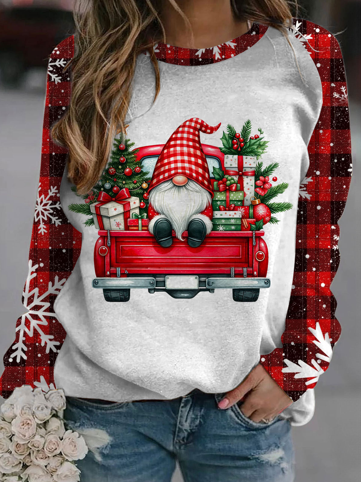 Christmas Gnomes Long Sleeve Casual Top