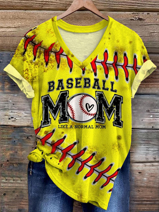 Baseball Mom Like A Normal Mom Game Print T-Shirt