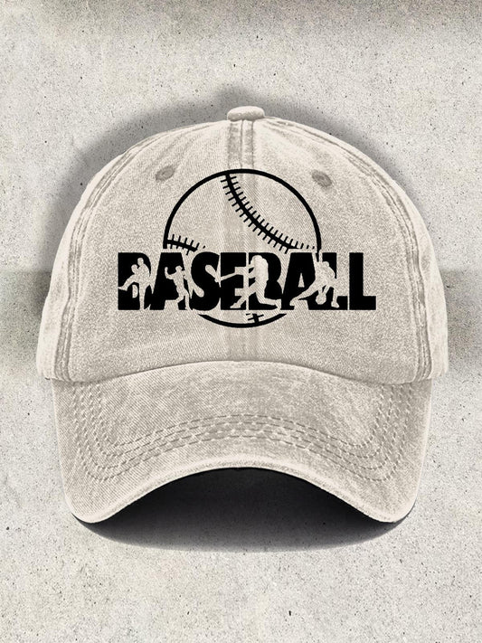 Retro Baseball Silhouette Baseball Cap