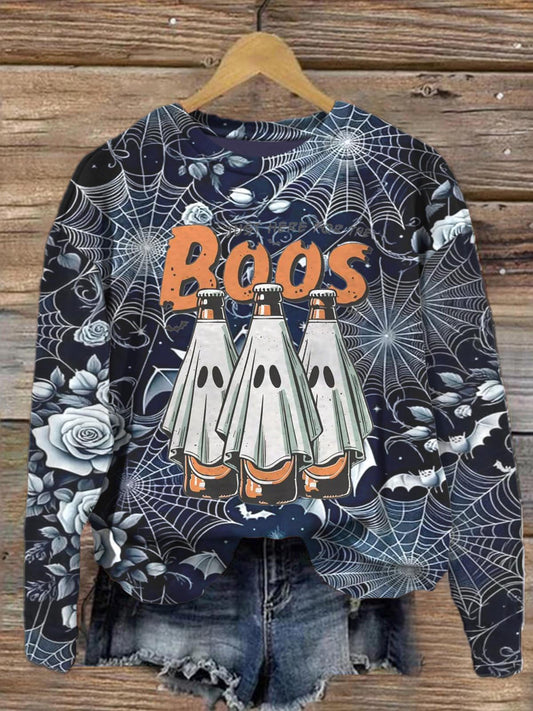 Women's Ghost Outing Boos Crew Neck Casual Sweatshirt