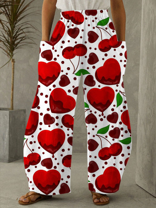 Women's Heart Print Casual Pants