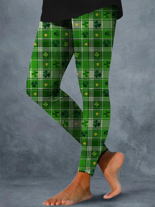 Women's St Patricks Plaid Print Leggings