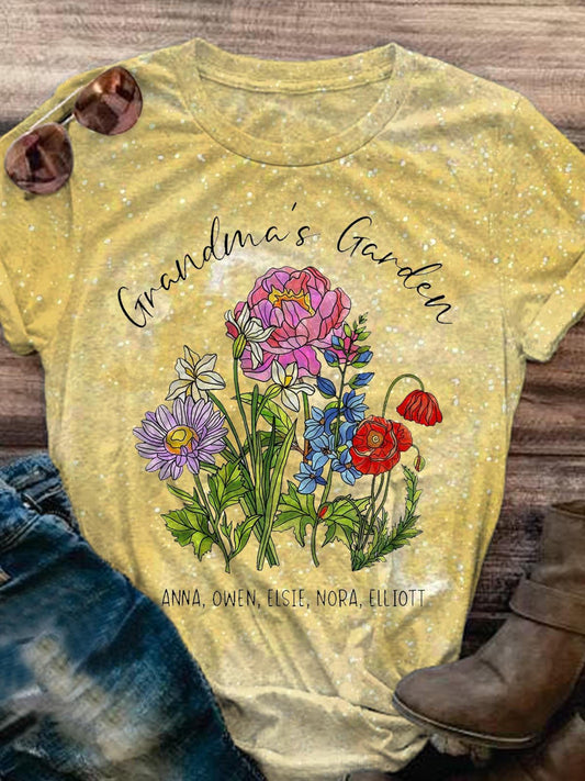 Women's Grandma's Garden Vintage Floral Print Casual T-Shirt