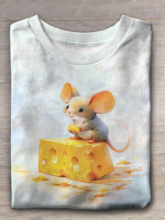 Women's Opossum Cheese Gradient Print Crew Neck Casual T-Shirt