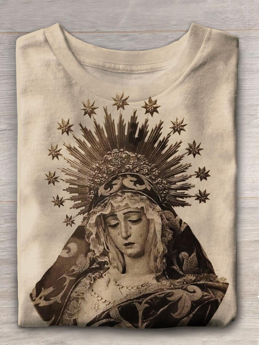 Women's Vintage Faith Our Lady Fashion Print Casual T-shirt