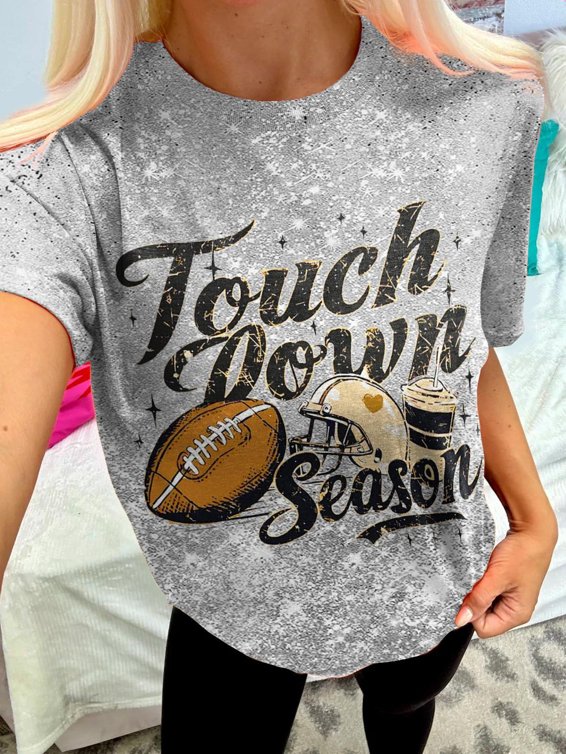 Football Touchdown Season Crew Neck T-shirt