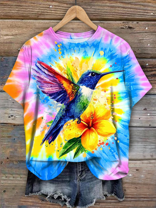 Hummingbird Tie Dye Crew Neck T-shirt