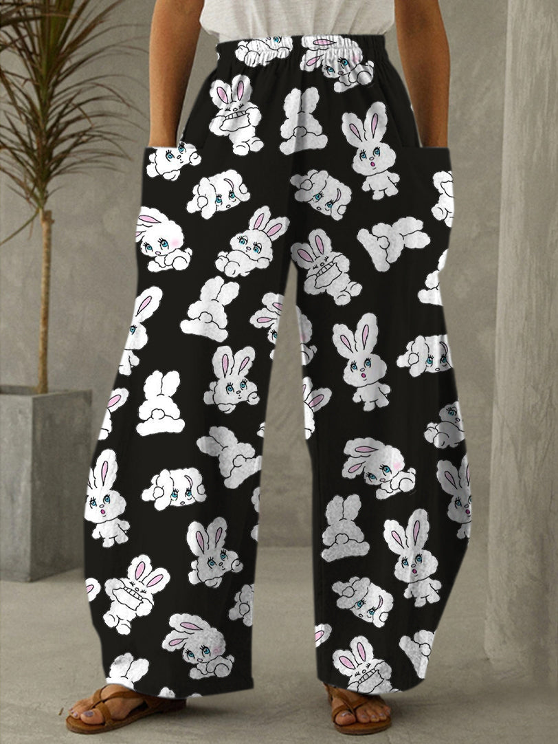 Women's Rabbit Print Casual Pants