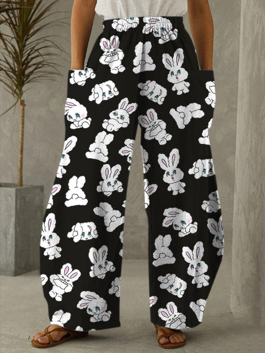 Women's Rabbit Print Casual Pants