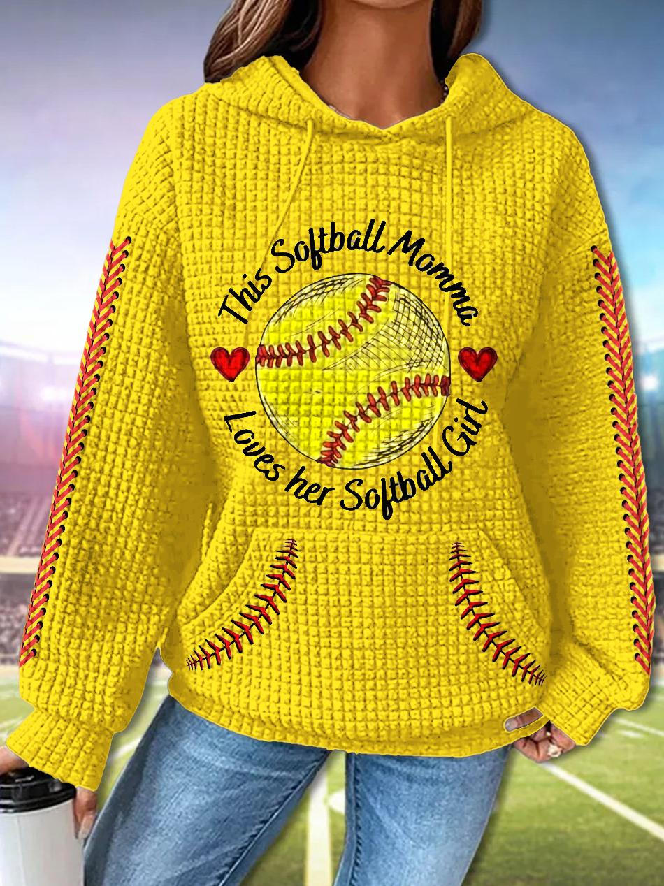 Softball Game Day Long Sleeve Waffle Hoodie