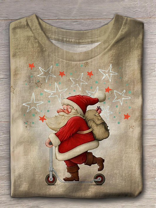 Women's Retro Santa Skateboard Crew Neck T-shirt