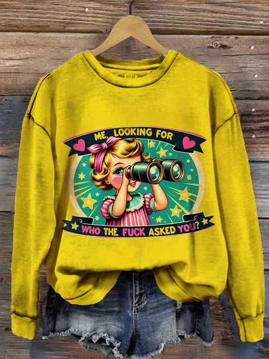 Women's Funny Vintage Print Long Sleeve Top