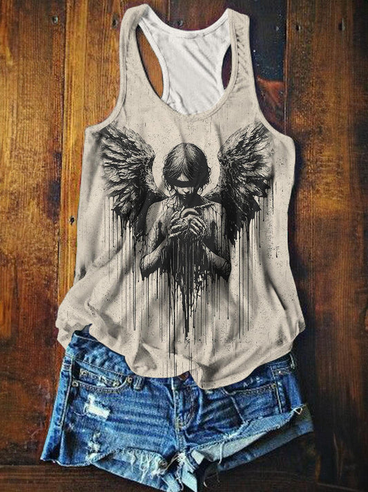 Women's Summer Angel Halloween Vintage Sleeveless Tank Top