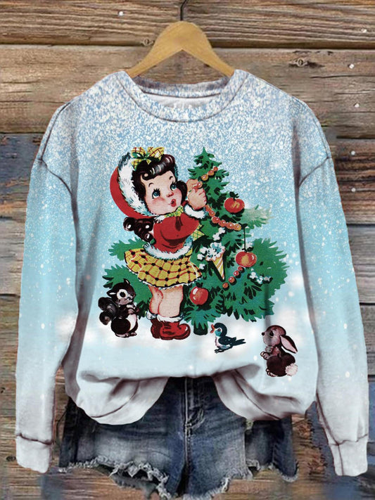 Women's Christmas Girls Printed Long Sleeve Tops