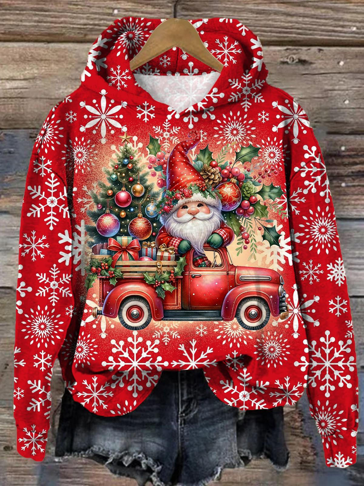 Women's Christmas Gnome Print Long Sleeve Top