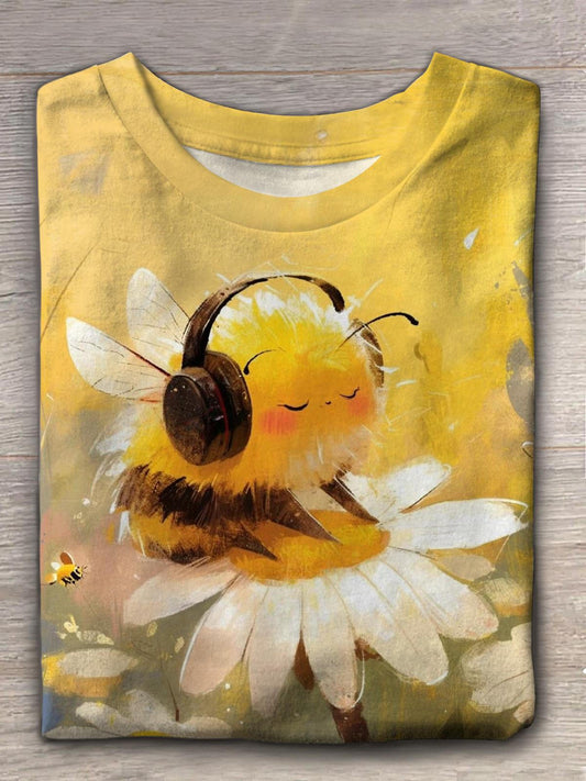 Cute Bee Crew Neck T-shirt