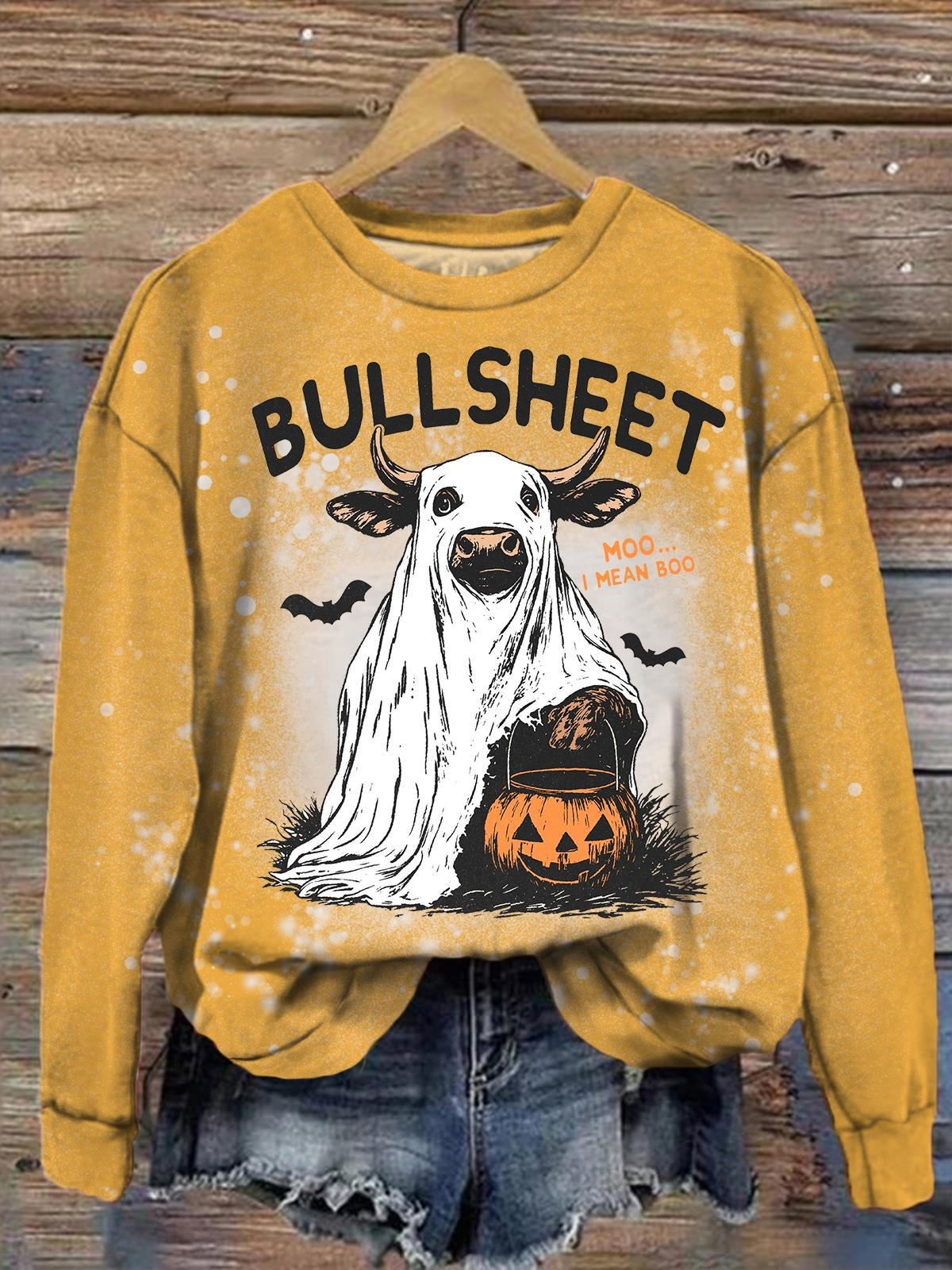 Women's Bullsheet Halloween Elf Fun Print Top