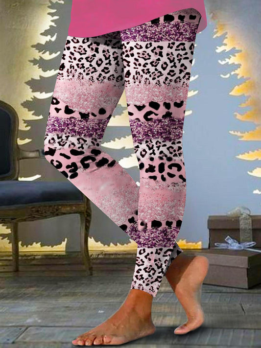 Leopard Print Sexy Cute Patchwork Print Stretch Leggings