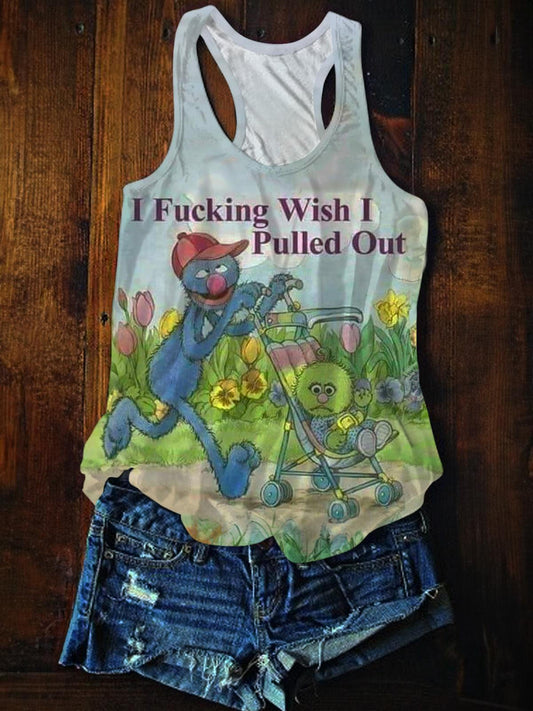 I Fucking Wish Printed Casual Tank Top