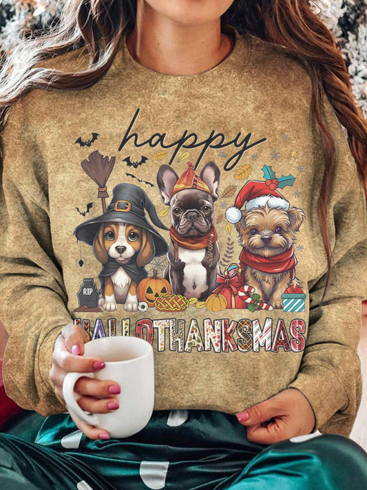 Women's Funny Animal Holiday Crew Neck Casual Sweatshirt