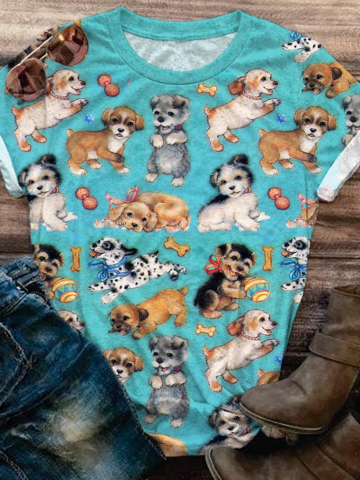 Cute Puppies Crew Neck T-shirt