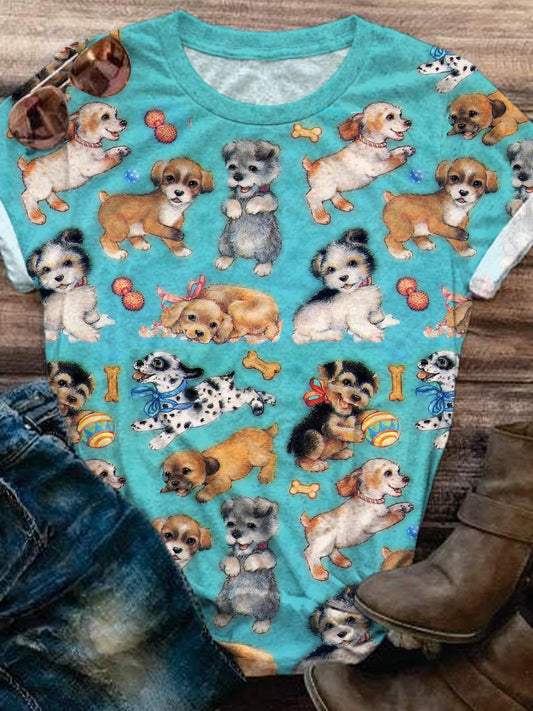 Cute Puppies Crew Neck T-shirt