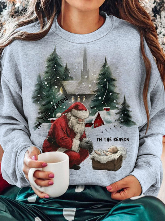 Jesus is the reason For the Season Snata Christmas Sweatshirt