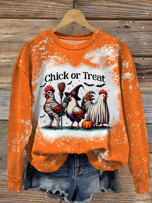 Women's Funnt Chick Or Treat Halloween Long Sleeve Top