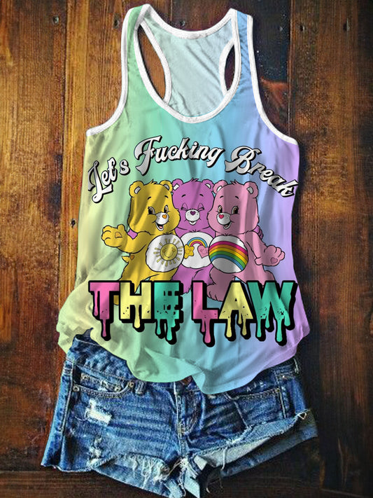 Women's Summer Rainbow Bear Sleeveless Vest Top