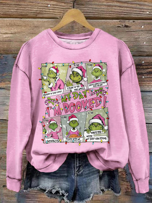 I'm Booked Pink Christmas Character Print Long Sleeve Top