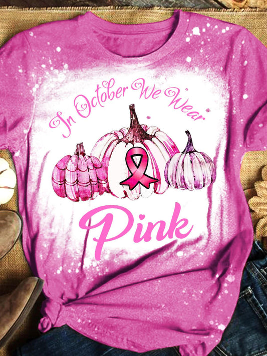 We Wear Pink Pumpkin Crew Neck T-shirt