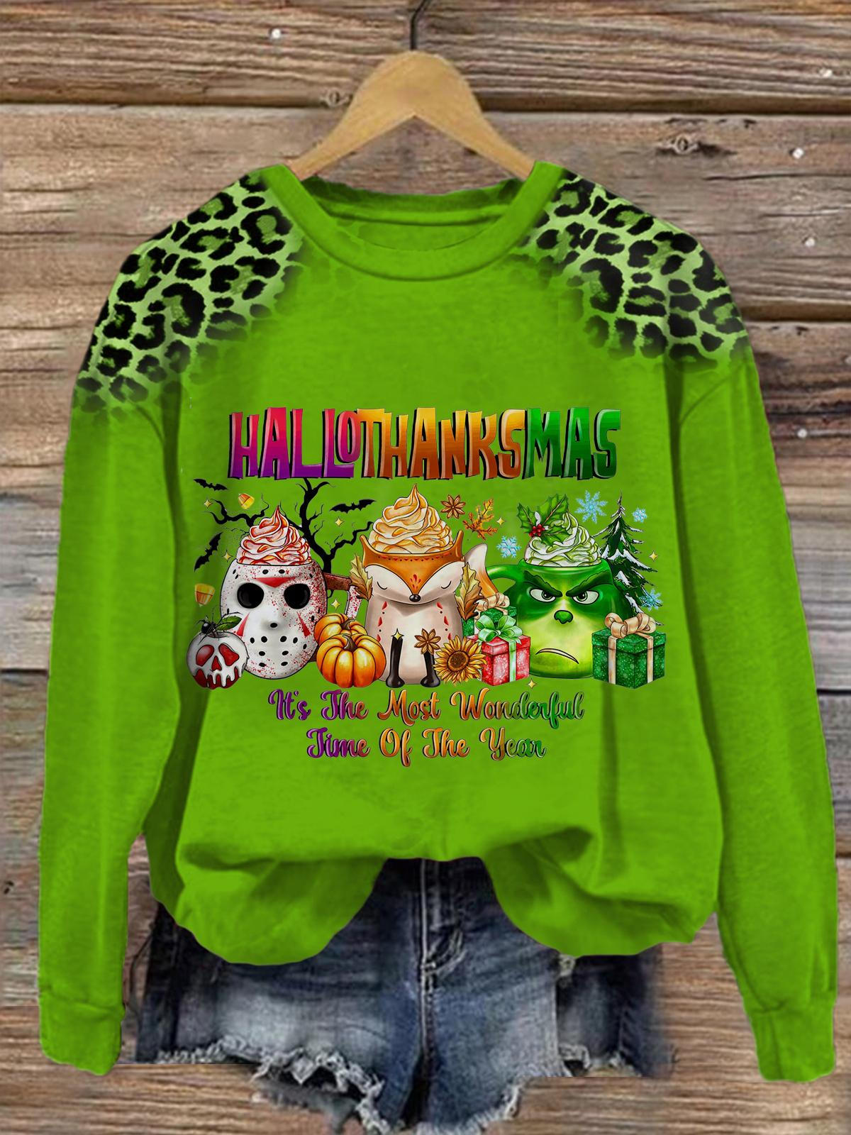 Most Wonderful Time Happy Hallothanksmas Long Sleeve Top