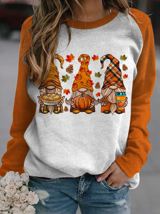 Fall Gnomes Long Sleeve Casual Top