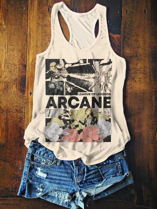 League Of Legends Arcane Fun Retro Print Tank Top