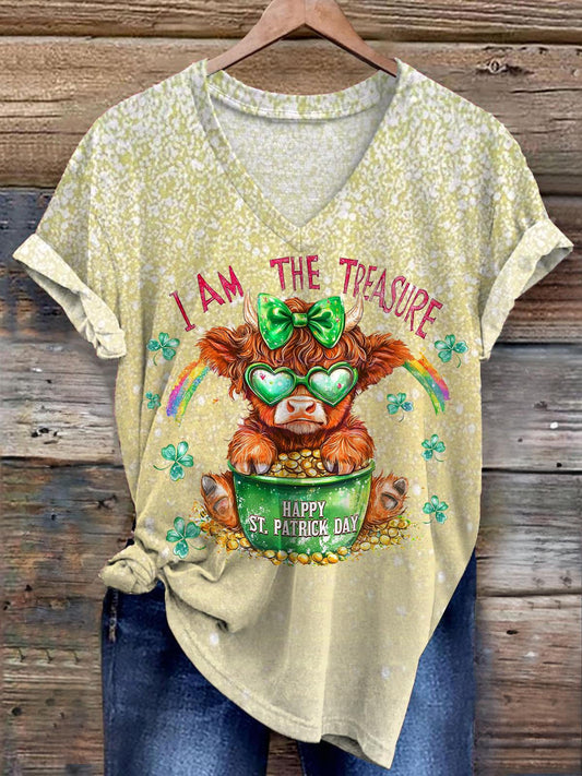 Happy St Patrick Day I Am The Treasure Vintage Print T-shirt