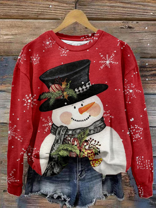 Top Hat Snowman Long Sleeve Top