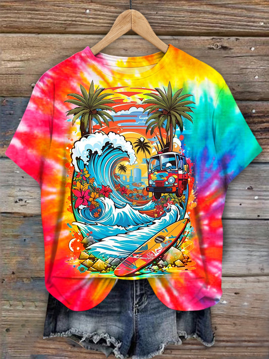 Hawaiian Vacation Tie Dye Crew Neck T-shirt