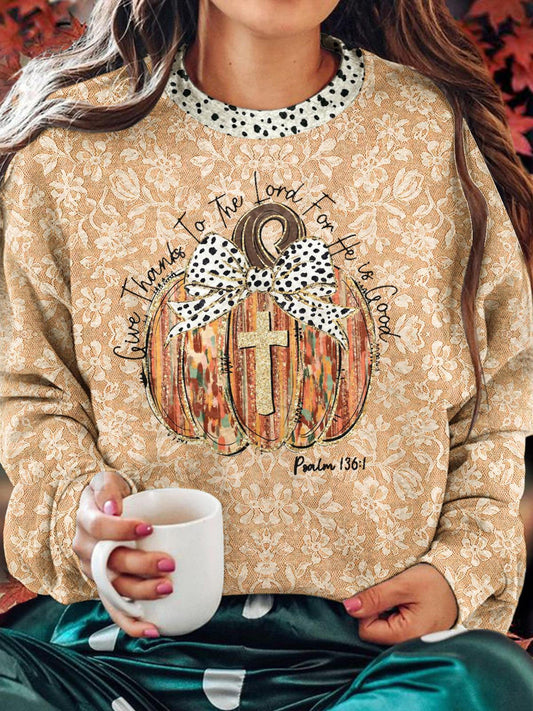 Women's Christian Psalm Of Thanking The Lord Crew Neck Casual Sweatshirt