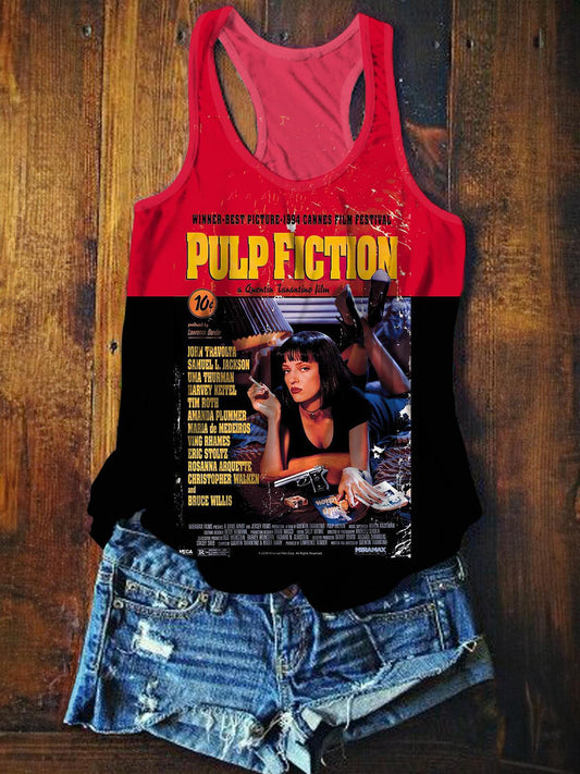 Pulp Fiction Dangerous Sexy Girl Movie Vintage Print Tank Top