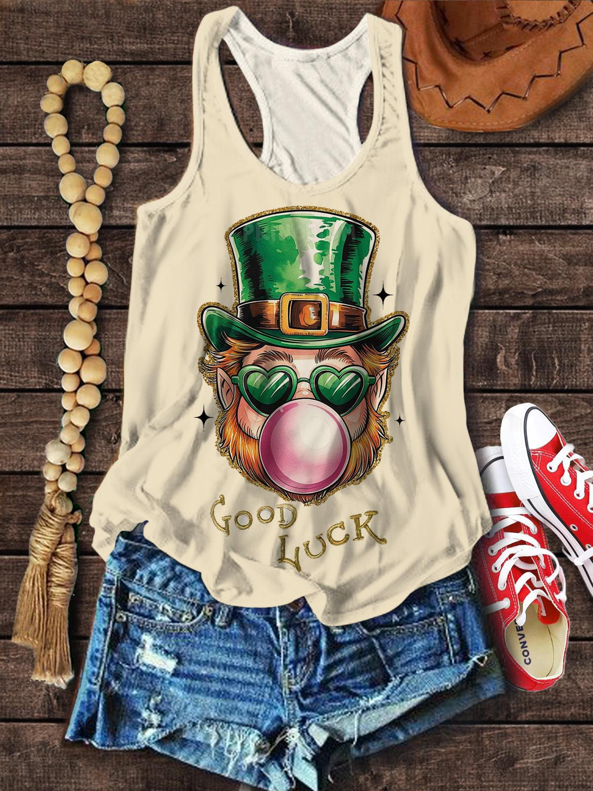 Good Luck St. Patrick Day Expression Pack Funny Print Tank Top