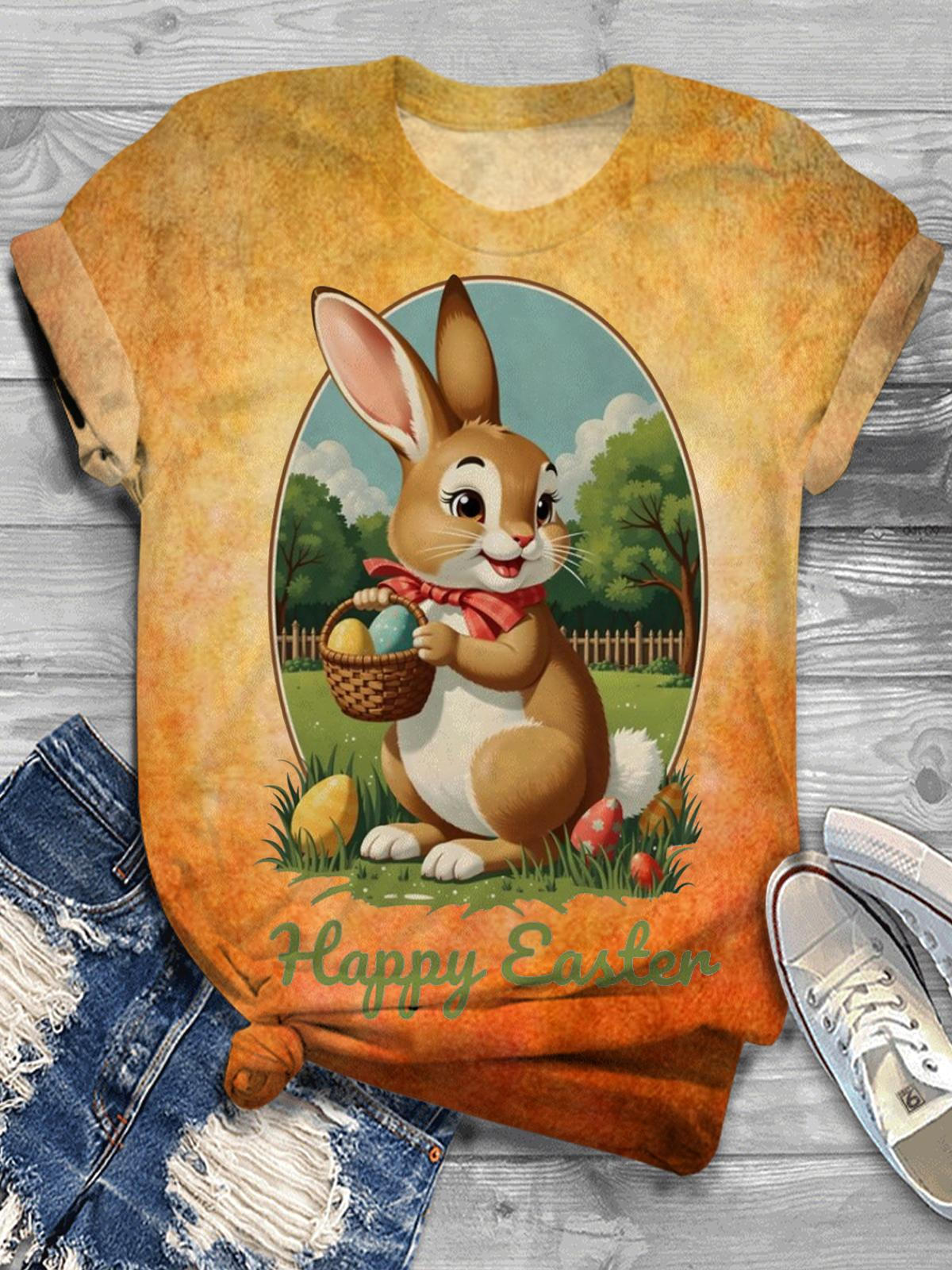 Adorable Easter Bunny Crew Neck T-shirt