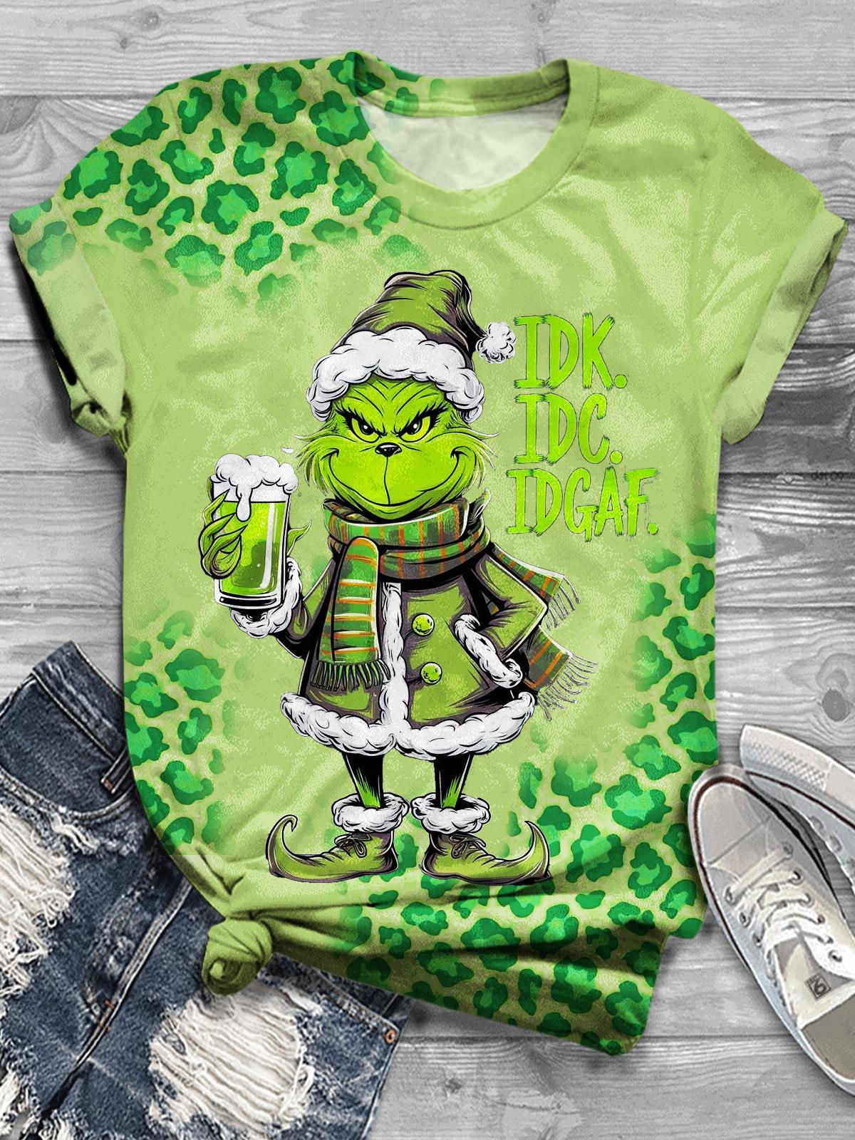 St. Patrick's Day IDK IDC IDGAF Beer Fun Print T-shir