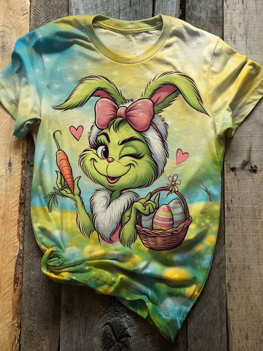 Happy Easter Day Bunny Crew Neck T-shirt