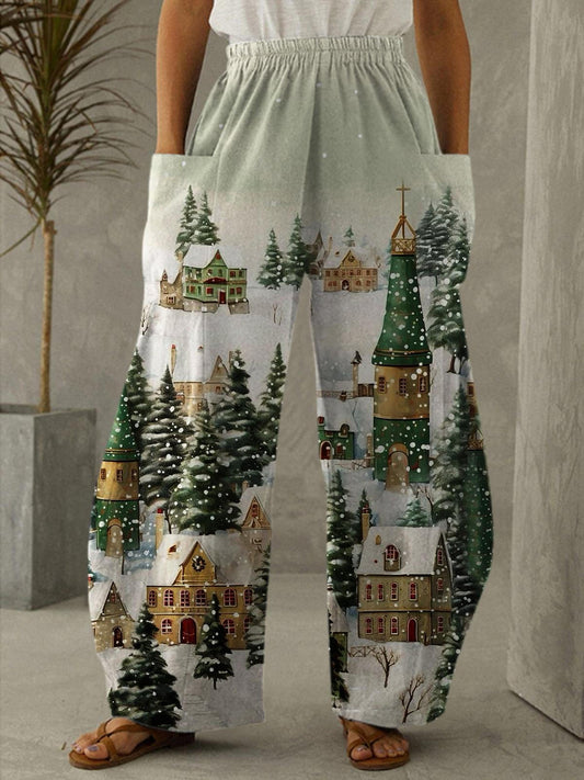 Women's Christmas Vintage Print Casual Pants