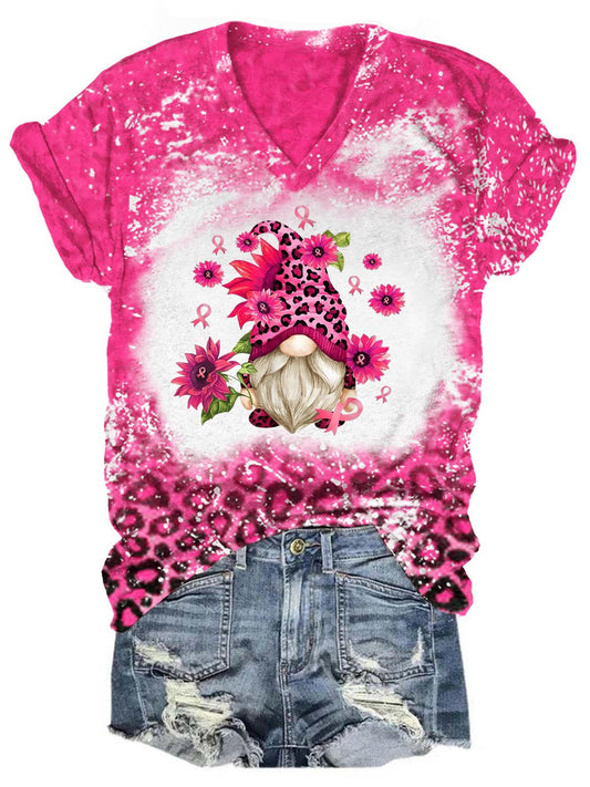 Gnome Leopard Breast Cancer Print Top