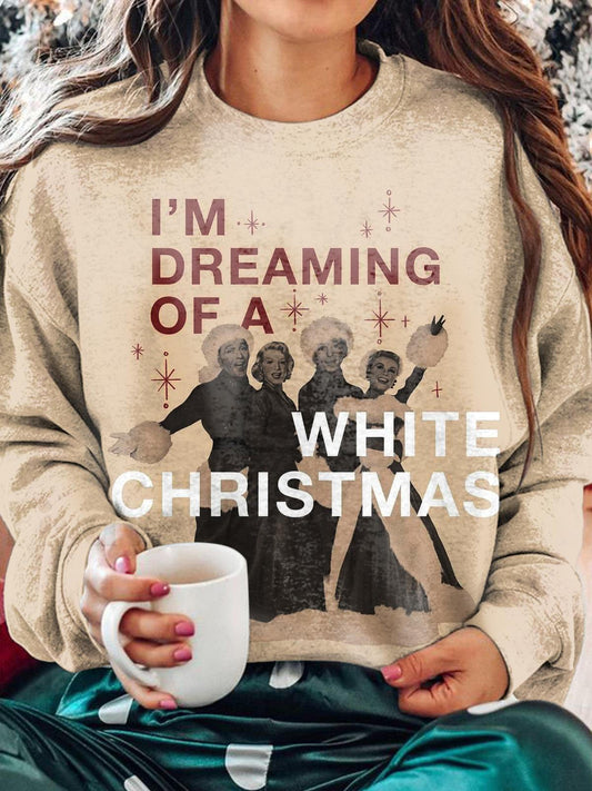 I'm Dreaming Of A White Christmas Character Print Long Sleeve Top