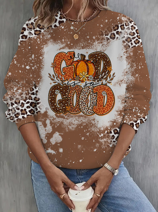 God Is So Good Print Long Sleeve Casual Top