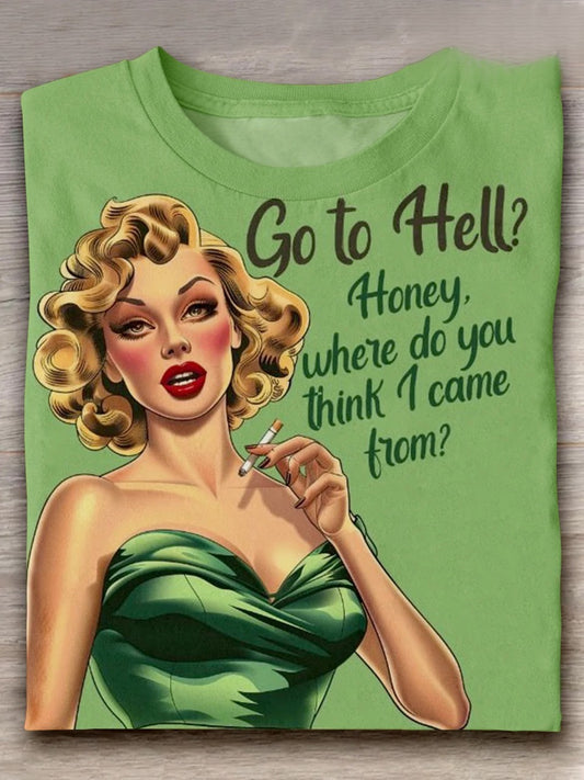 Go To Hell Funny Adult Humor Print Casual T-shirt