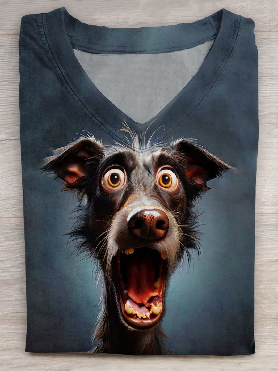 OMG Funny Dog Art Casual Print T-shirt