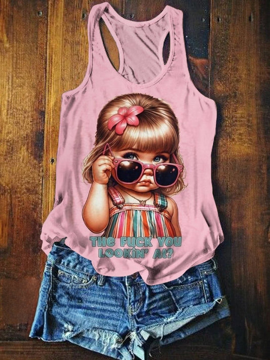 Women's Funny Art Print Casual Tank Top